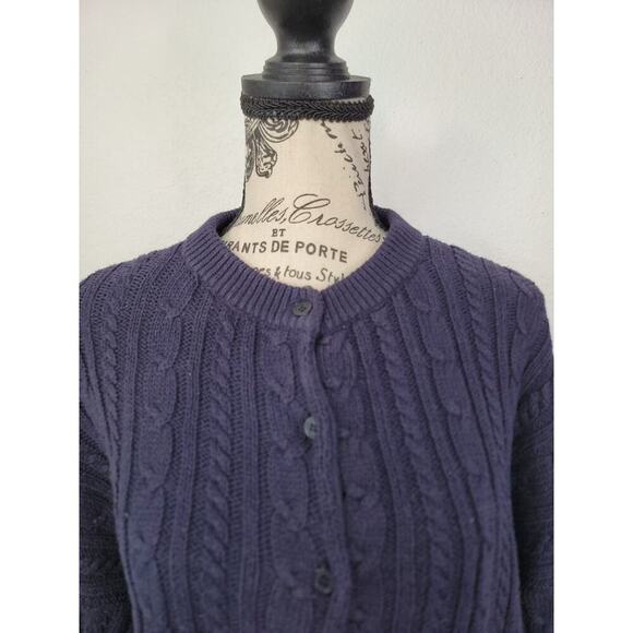 Vintage Shop Of Ireland Button Up Cardigan Sweater SizeLarge Cotton Cable Knit - Picture 3 of 9